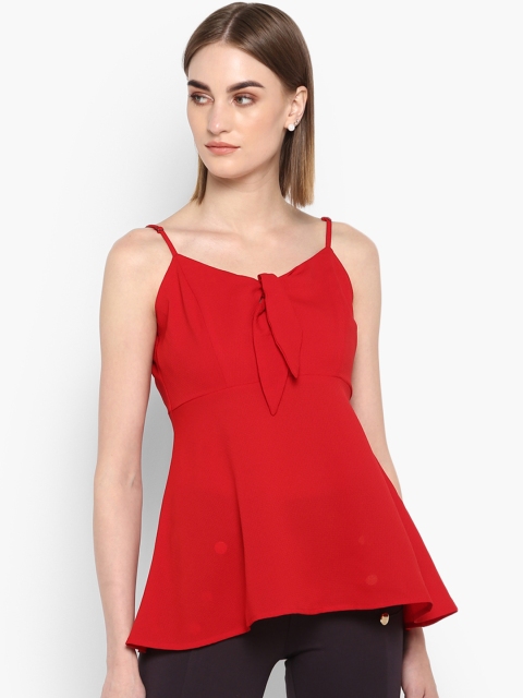 

FOSH Women Red Solid Peplum Top