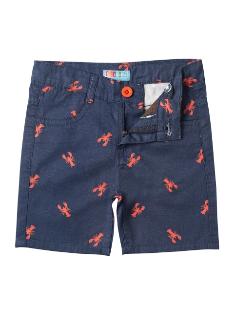 

Kid Studio Boys Navy Blue Printed Regular Shorts
