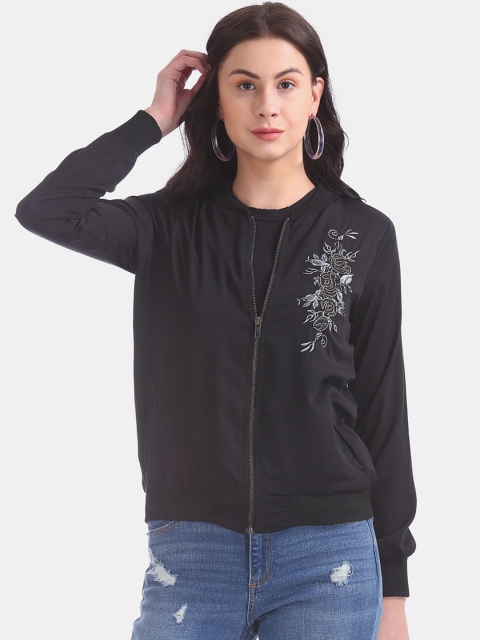 

Sugr Women Black Self Design Bomber