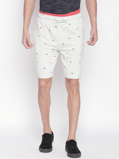 

Urban Ranger by pantaloons Men Grey & Black Printed Slim Fit Regular Shorts