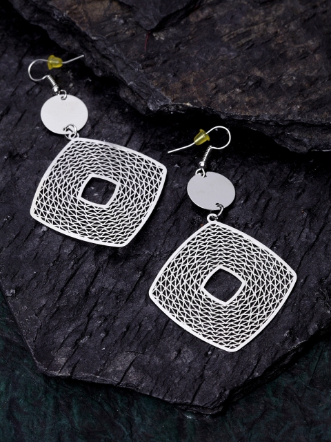

Stoln Silver-Toned Square Drop Earrings