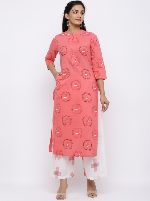 

Indi INSIDE Women Pink & White Printed Kurta with Palazzos