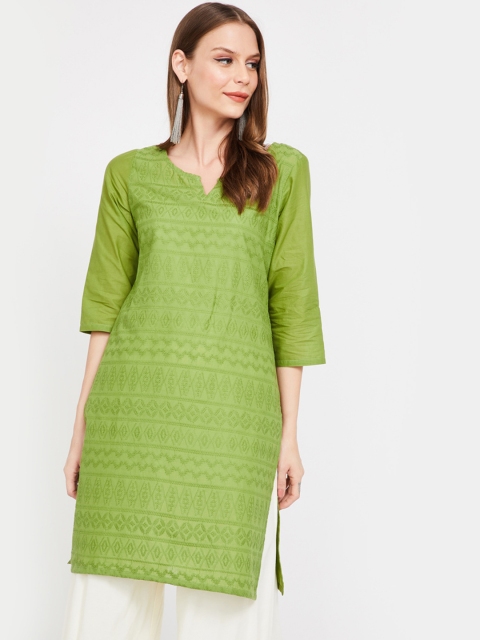 

Melange by Lifestyle Women Green Woven Design A-Line Kurta