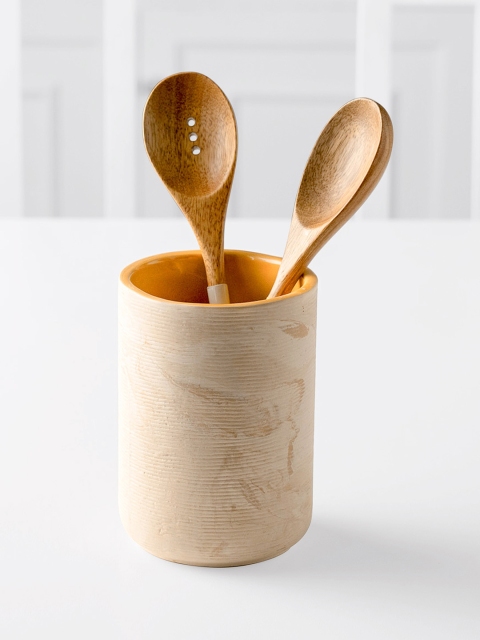 

ellementry Beige Textured Amber Love Ceramic Utensil Holder