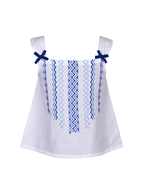 

Miyo Girls White Embroidered A-Line Top