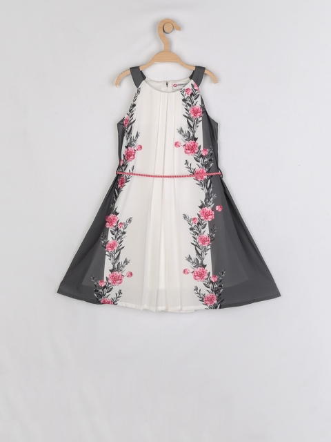 

Peppermint Girls Grey Printed A-Line Dress