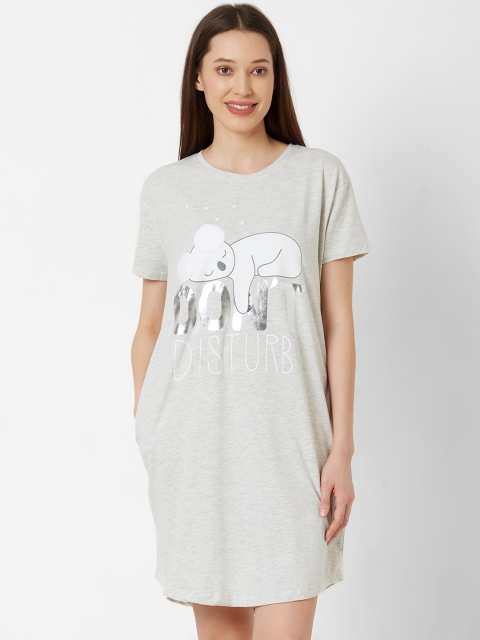 

Sweet Dreams Women Grey Printed Sleep Shirt