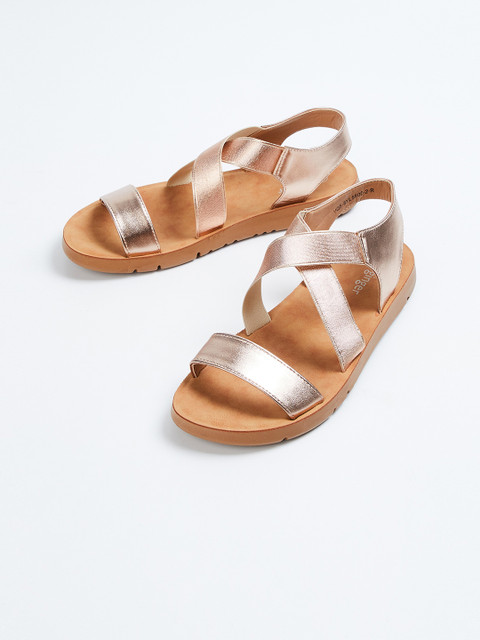 

Ginger by Lifestyle Women Gold-Toned Solid Open Toe Flats