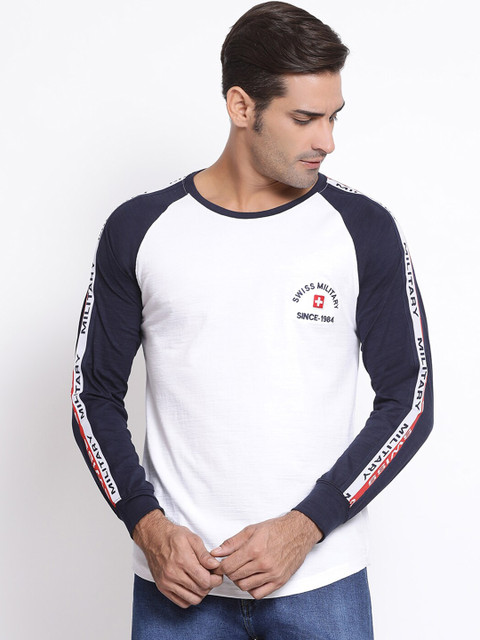 

SWISS MILITARY Men White Solid Round Neck T-shirt