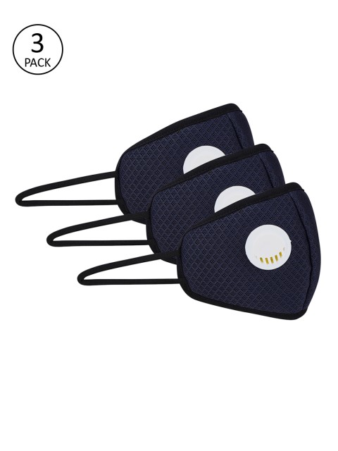 

Fresh Filter Unisex Pack of 3 Navy Blue 6-Ply Protective Outdoor Masks With Valve