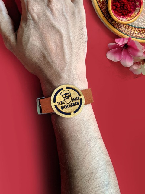 

Foxy Sperks Men Gold & Brown Gold-Plated Wraparound Rakhi