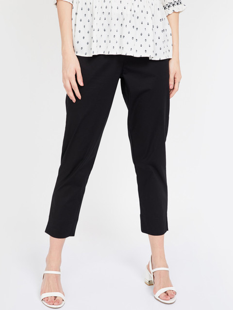 

Melange by Lifestyle Women Black Regular Fit Solid Regular Trousers