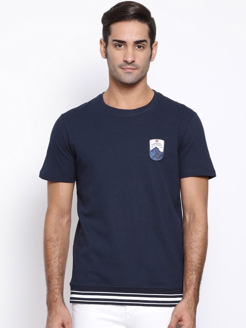

SWISS MILITARY Men Navy Blue Solid Round Neck T-shirt