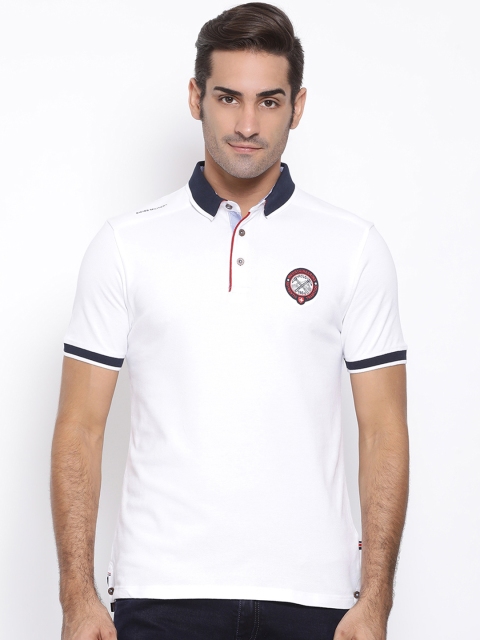 

SWISS MILITARY Men White Slim Fit Solid Polo Collar T-shirt