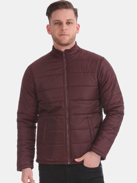 

Ruggers Men Maroon Solid Quilted Jacket