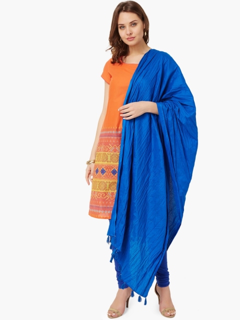 

Melange by Lifestyle Blue Solid Cotton Dupatta
