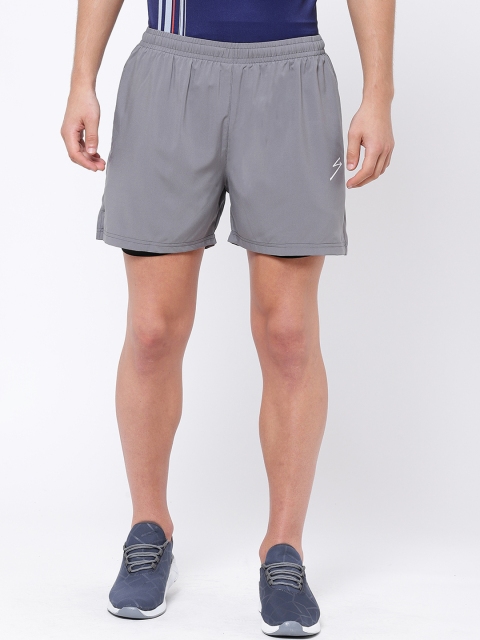 

SG Men Grey Solid Regular Fit Sports Shorts