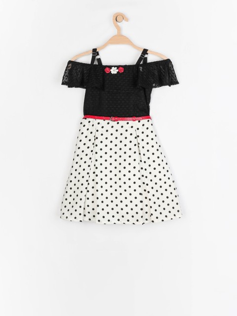 

Peppermint Girls Black Printed Fit and Flare Dress