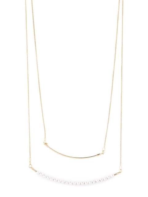 

20Dresses Women Gold-Toned & White Pearls In A Line Necklace