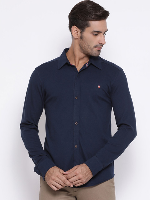 

SWISS MILITARY Men Navy Blue Smart Regular Fit Solid Casual Shirt