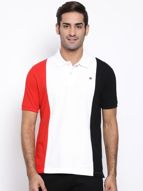 

SWISS MILITARY Men Red Colourblocked Polo Collar T-shirt