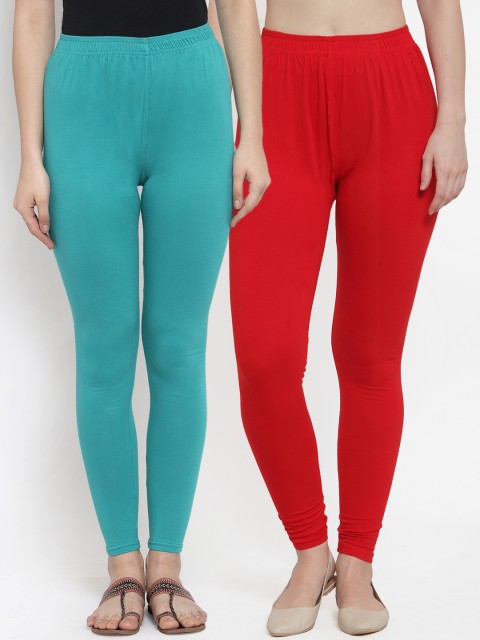 

TAG 7 Women Pack Of 2 Ankle-Length Leggings, Red