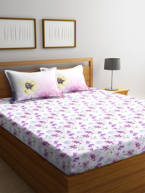 

BOMBAY DYEING Pink & White Abstract 144 TC Cotton 1 King Bedsheet with 2 Pillow Covers
