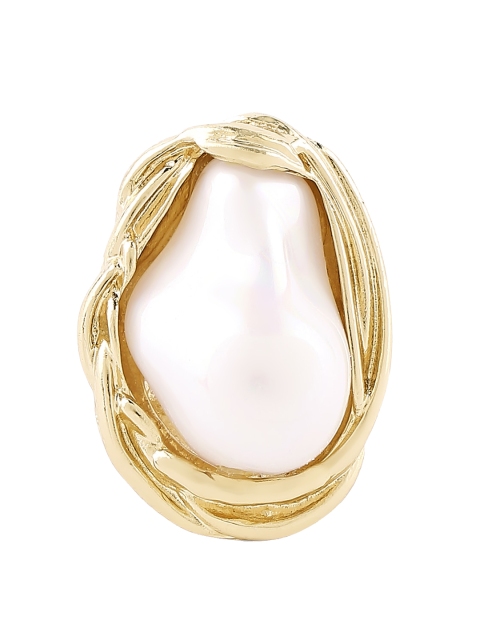 

20Dresses Women Gold-Toned Pearl Embellished Pearl For Days Finger Ring