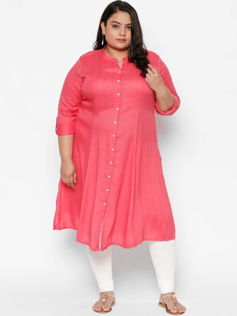 

RANGMANCH PLUS by Pantaloons Women Pink Embellished Straight Kurta