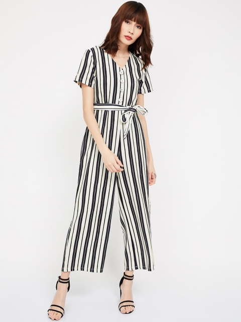 

Bossini Women White & Black Striped Basic Jumpsuit