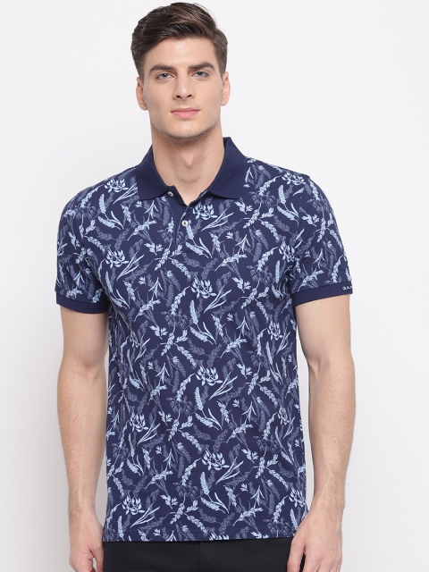 

GANT Men Blue Printed Polo Collar T-shirt