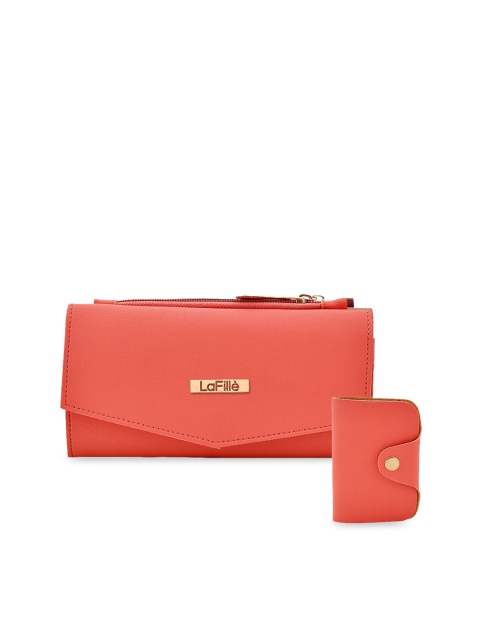 

LaFille Women Peach-Coloured Solid Three Fold Wallet