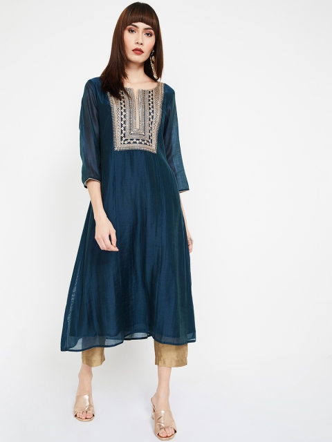 

Melange by Lifestyle Women Turquoise Blue Yoke Design Anarkali Kurta