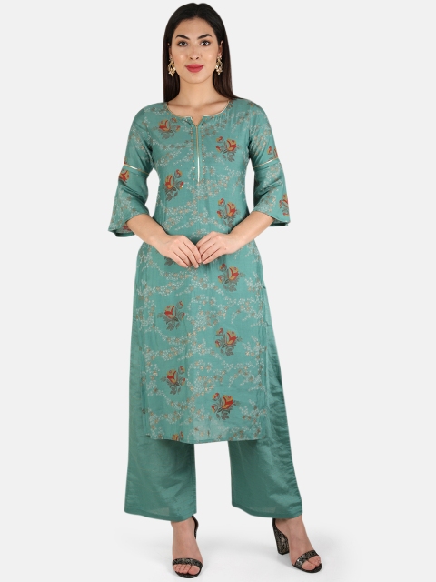 

Laabha Women Sea Green & Red Printed Kurta with Pyjamas
