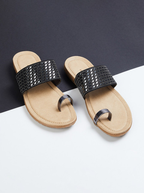 

Melange by Lifestyle Women Black Embellished PU One Toe Flats