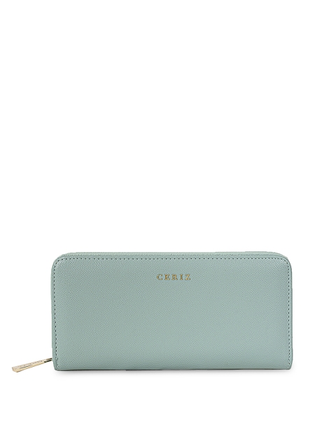 

CERIZ Women Mint Green Solid Zip Around Wallet