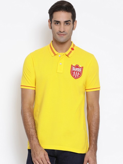 

SWISS MILITARY Men Yellow Solid Polo Collar T-shirt