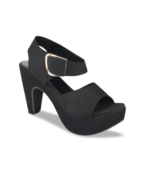 

Shoetopia Women Black Solid Block Heels