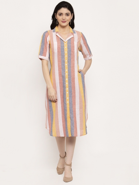 

Ayaany Women Multicoloured Candy Stripe Shirt Dress, Multi