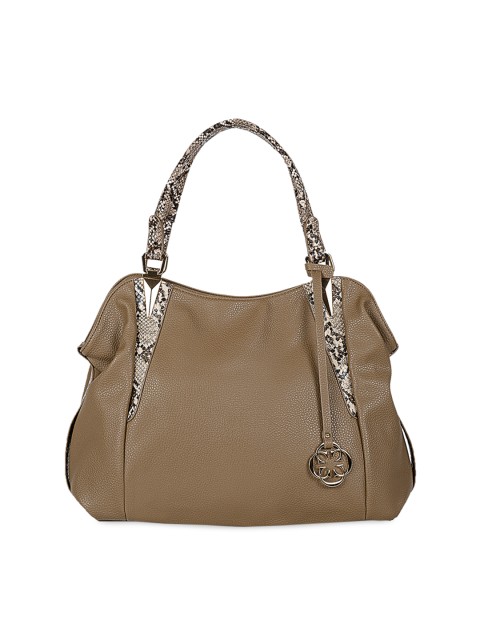 

CERIZ Brown & Taupe Colourblocked Handheld Bag