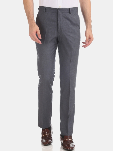 

Excalibur Men Grey Slim Fit Solid Formal Trousers