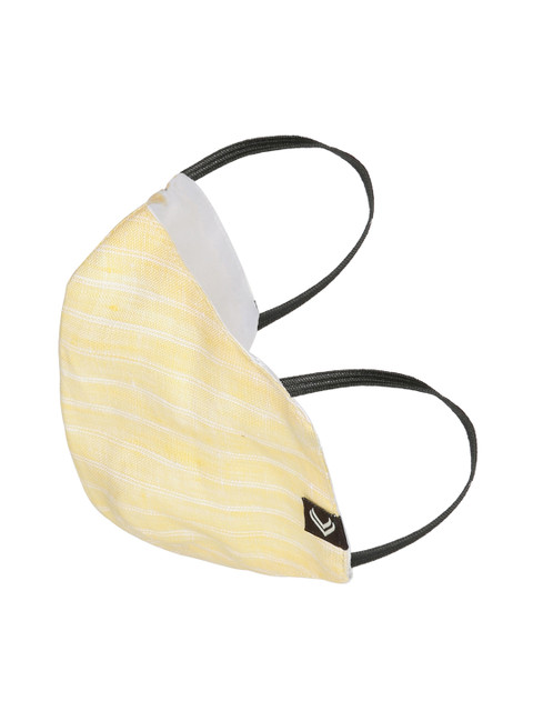 

Linen Club Unisex Yellow & White Striped 3-Ply Anti-Pollution Reusable Cloth Masks