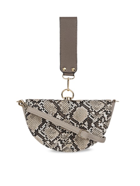 

CERIZ Women Beige Animal Textured Clutch