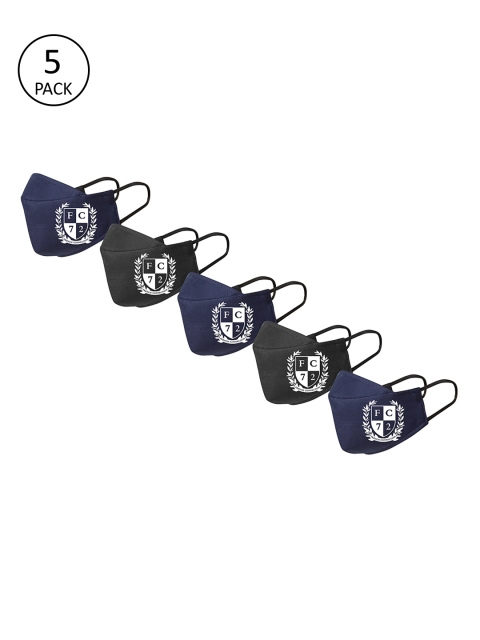 

French Connection Unisex 5 Pcs 7-Ply Shield Printed Reusable Masks, Black