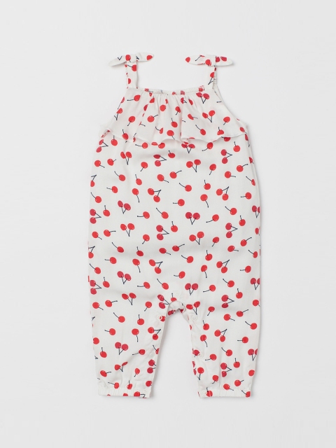 

H&M Infant Girls White & Red Printed Flounced Romper