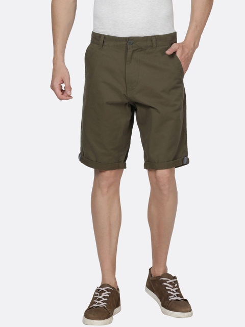 

t-base Men Olive Green Solid Slim Fit Chino Shorts