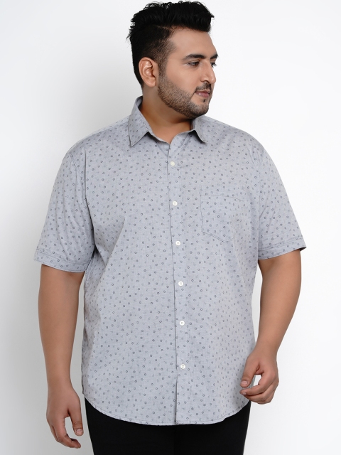 

John Pride Men Grey Comfort Regular Fit Floral Printed Casual Shirt