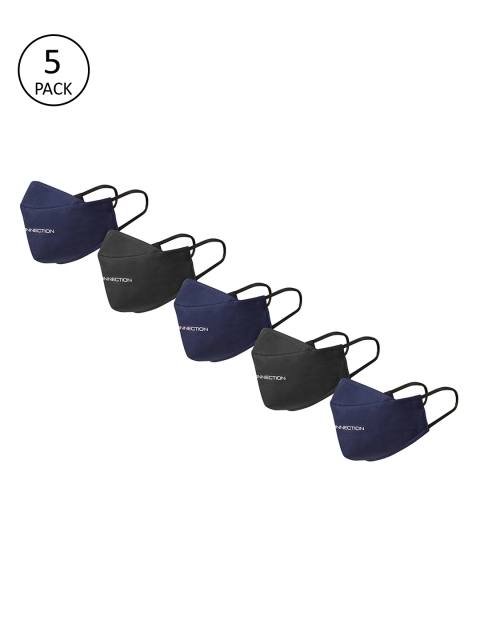 

French Connection Unisex Pack Of 5 3-Ply Reusable Masks, Black