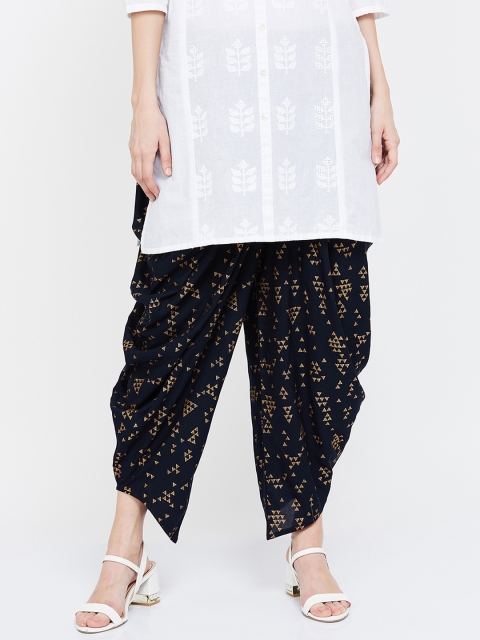 

Melange by Lifestyle Women Navy Blue & Gold-Coloured Printed Dhoti