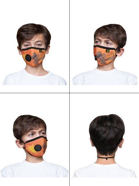 

EUME Unisex Orange Printed Protect+ 95 4-Ply Reusable Outdoor Mask With Valve